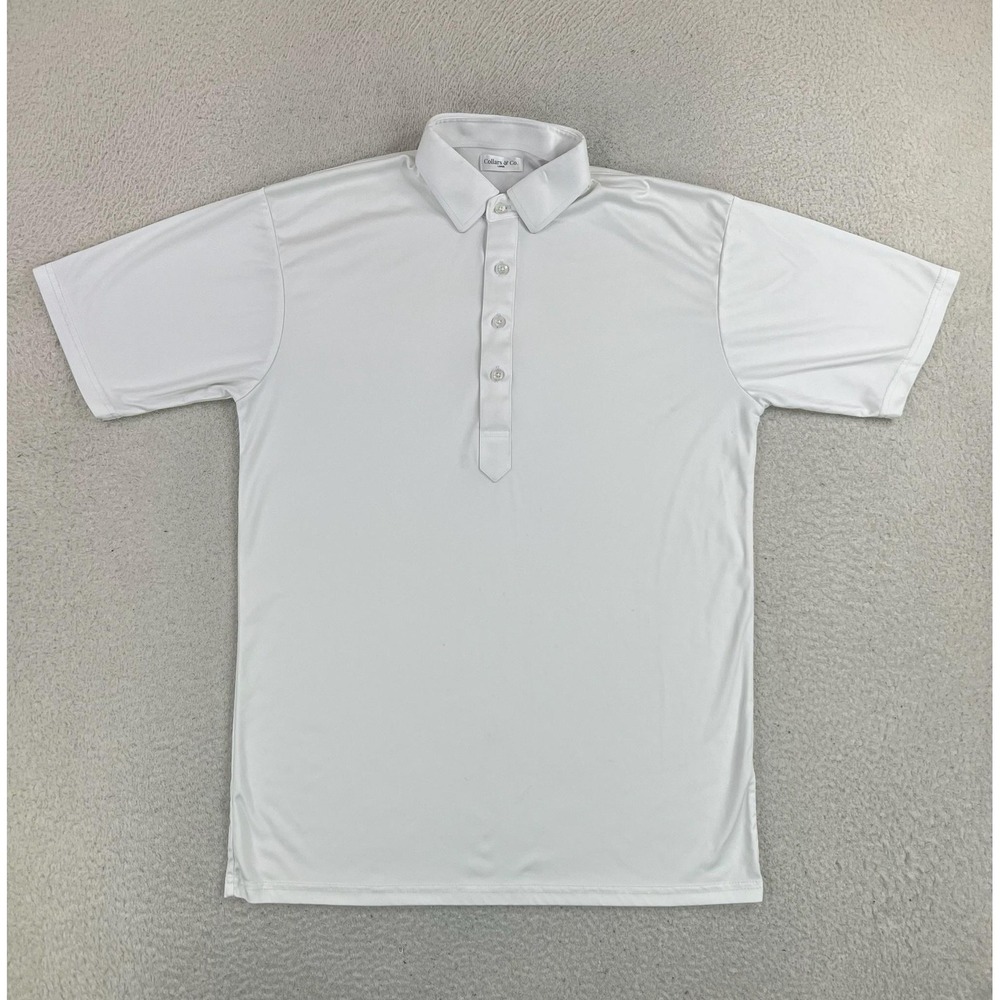 Collars & Co. Polo Shirt Mens Large White Dress Collar Poly Jersey Knit